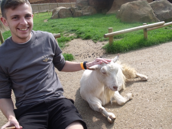 Luke with a goat