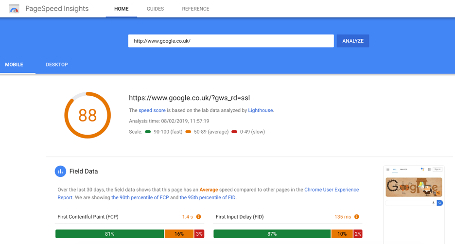 Google Page Insights Tool